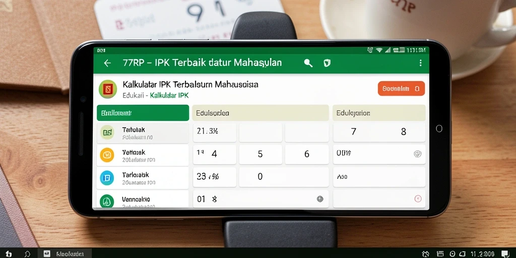 Tampilan antarmuka aplikasi Kalkulator IPK 77RP yang intuitif.