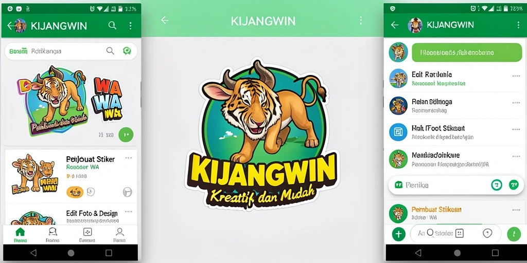 Antarmuka KIJANGWIN yang user-friendly dengan fitur pembuat stiker WA.