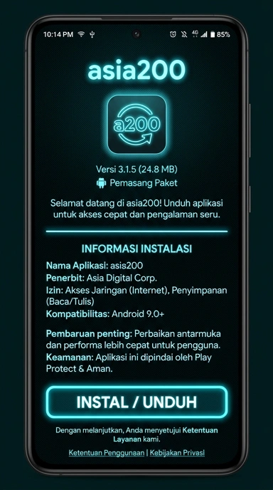 Tampilan halaman APK asia200