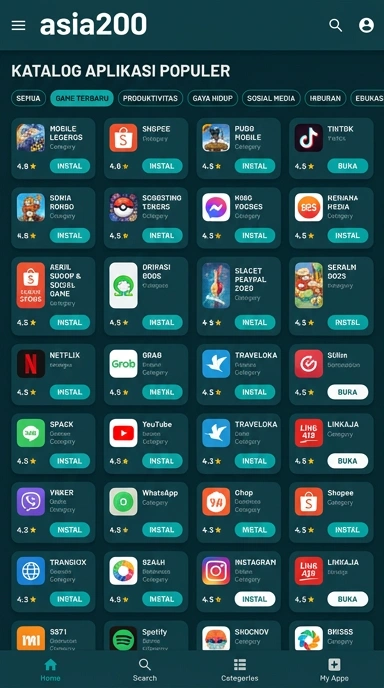 Tampilan katalog aplikasi asia200